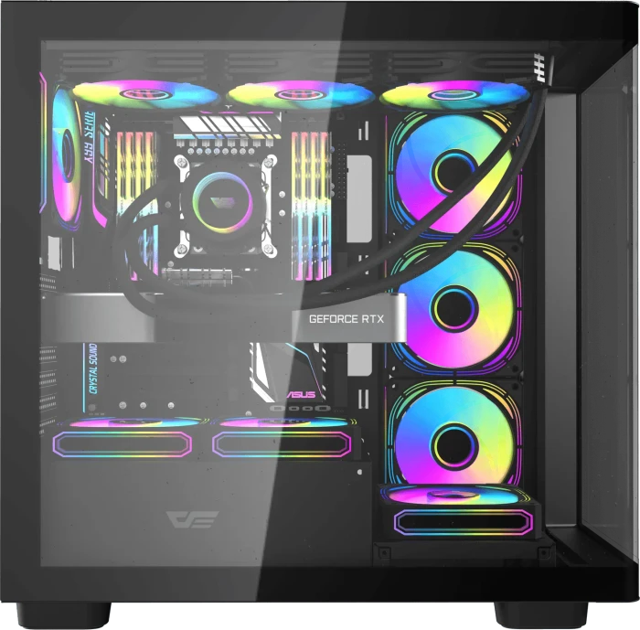 DarkFlash DS900G Black, USB-C, Glasfenster