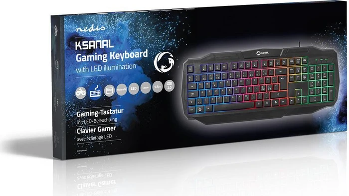 Nedis Gaming Tastatur, LEDs RGB, schwarz, USB, ND