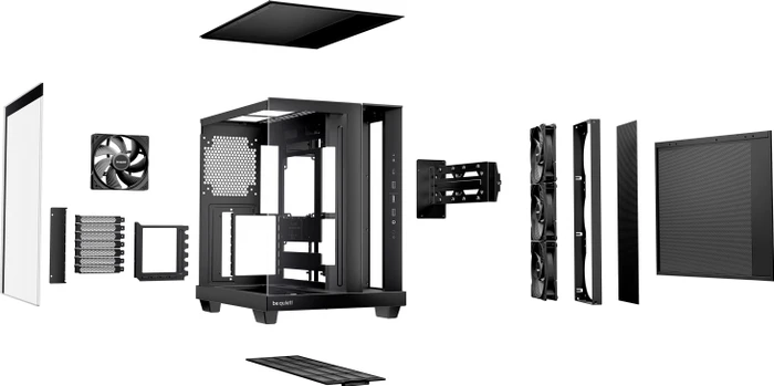 be quiet! Light Base 500 Black, schwarz, Glasfenster