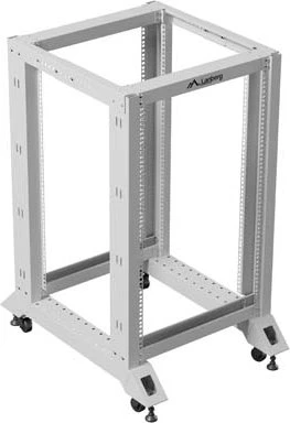 Lanberg Open Rack Series 19" Open Frame Rack 18HE, 4-Pfosten, mit Rollen, Flat Pack, tiefenverstellbar, 430-590mm, RAL 7035, 800mm tief