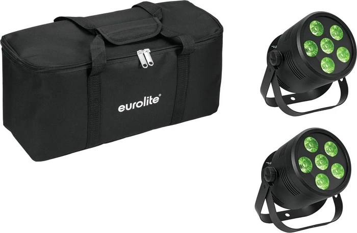 Eurolite Set 2x LED Silent Par 6 QCL Floor sw + Soft-Bag