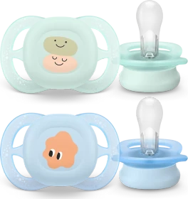 Philips Avent SCF075/14 ultra start Beruhigungsschnuller, 0-2M, Silikon, blau/grün, 2 Stück