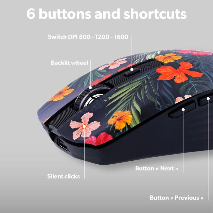 T'nB Rechargeable Bluetooth Wireless Mouse, Amazonia Exclusiv schwarz/mehrfarbig, USB/Bluetooth