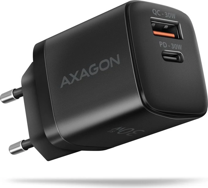 Axagon ACU-PQ30 PD3.0 & QC4+ 2x OUTPUTS Wall Charger 30W schwarz