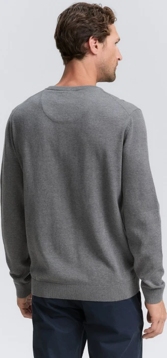 Tom Tailor Strickpullover mit V-Ausschnitt aus Baumwolle Strickpullover classic dark grey melange (Herren)