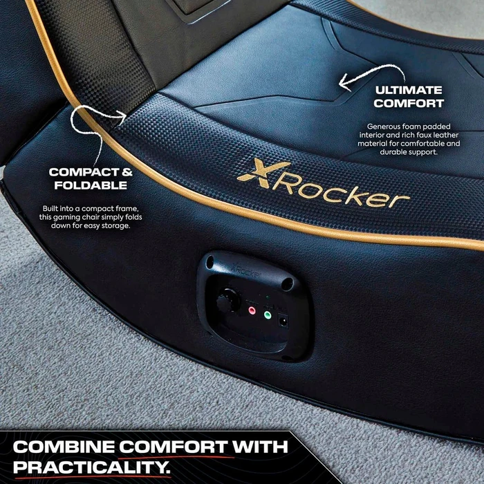 X Rocker Shadow 2.0 Audio Floor Rocker Gaming-Bodensessel für Kinder/Jugendliche, schwarz/gold