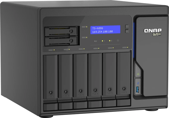 QNAP QuTS hero TS-h886-D1602-8G 2TB, 8GB RAM ECC, 4x RJ-45 2.5GBase-T, 3x USB-A 3.0