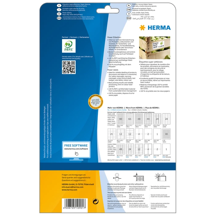 Herma Poweretiketten, 35.6x16.9mm, weiß, matt, 25 Blatt (2000 Etiketten)
