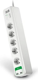 APC SurgeArrest Essential, 5-fach, Überspannungsschutz, 2x USB