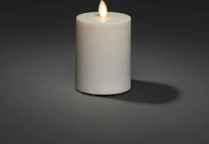 Konstsmide Echtwachskerze 13cm cremeweiß LED 1x warmweiß, 1 Stück