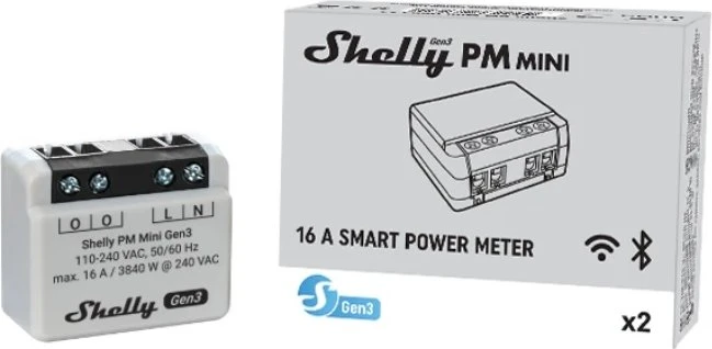 Shelly PM Mini Gen3, 1-Kanal, Unterputz, Strom-/Energiemesser