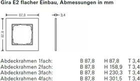 Gira E2 Abdeckrahmen für den flachen Einbau 3fach, schwarz matt