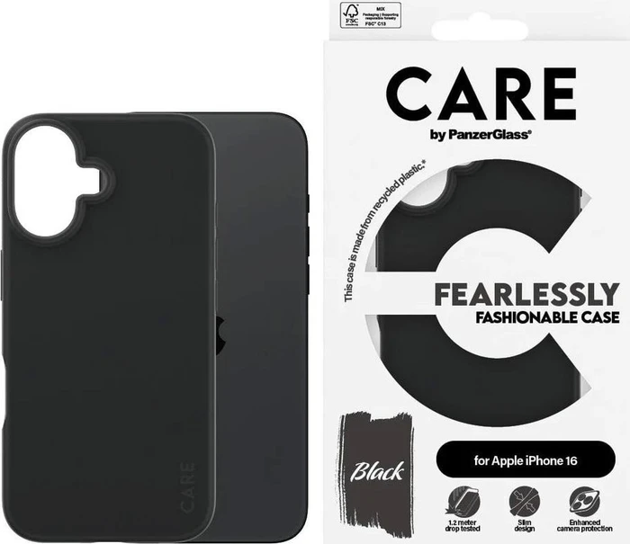 PanzerGlass Care Fashionable Case für Apple iPhone 16 schwarz