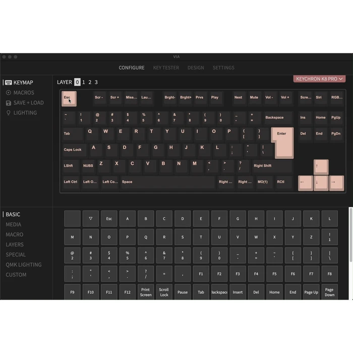 Keychron K8 Pro, TKL, PBT, schwarz, LEDs RGB, hot-swap, Gateron G Pro RED, USB/Bluetooth, DE