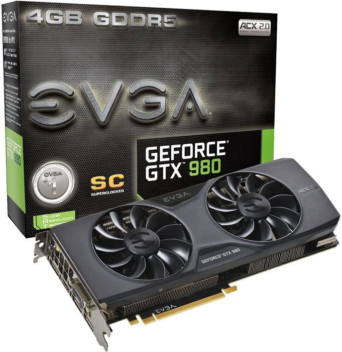 EVGA GeForce GTX 980 SuperClocked ACX 2.0, 4GB GDDR5, DVI, HDMI, 3x DP