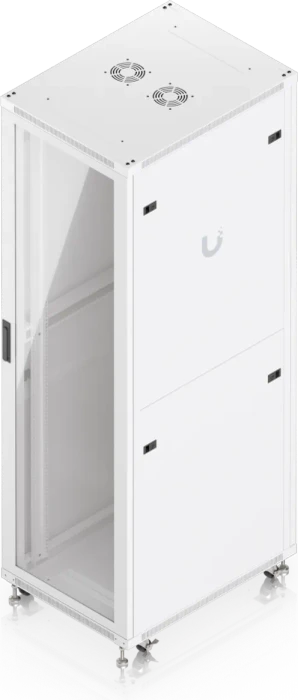 Ubiquiti 42U Rack Cabinet, 19" Rackschrank 42HE, mit Rollen, Glastür, weiß, 800mm tief