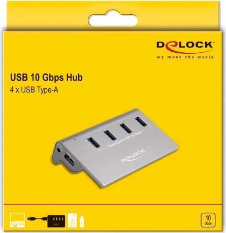 DeLOCK USB-Hub, 4x USB-A 3.1, USB-A 3.1 [Buchse]