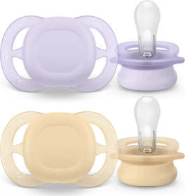 Philips Avent SCF075/11 ultra start Beruhigungsschnuller, 0-2M, Silikon, orange/violett, 2 Stück