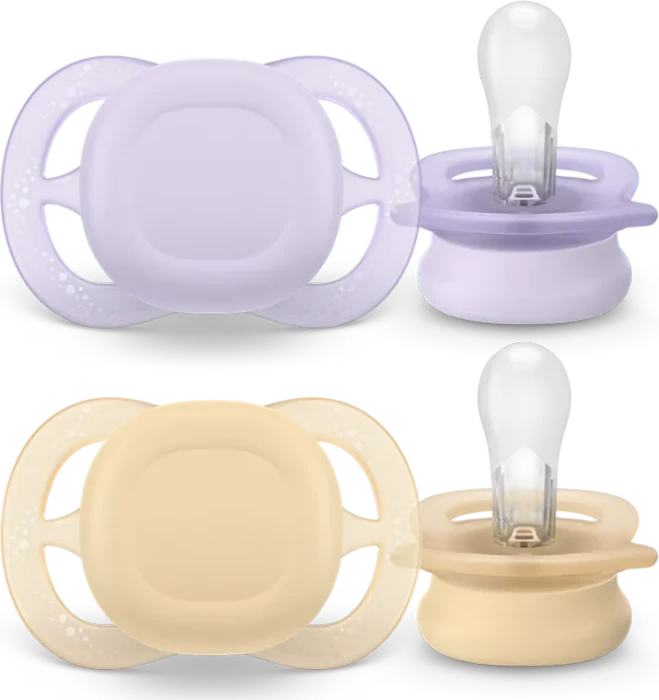 Philips Avent SCF075/11 ultra start Beruhigungsschnuller, 0-2M, Silikon, orange/violett, 2 Stück
