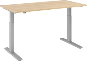 Hammerbacher Ergonomic Aktiv XMKA12 elektrisch höhenverstellbarer Sitz-Steh-Schreibtisch 120x80cm Eiche/silber