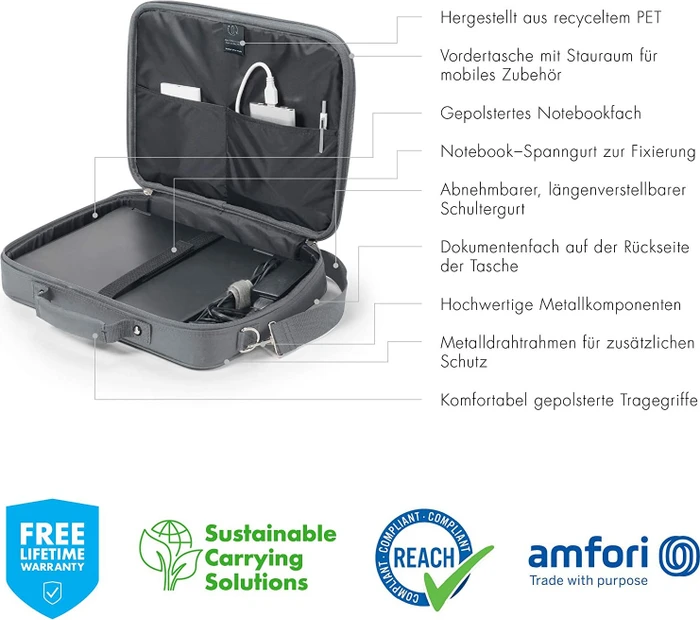 Dicota Eco Multi Base 14-15.6" Notebooktasche, grau