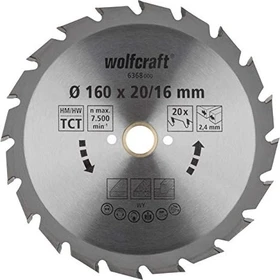 Wolfcraft Serie Grün Kreissägeblatt 20Z, 160x2.4x20mm, 1 Stück