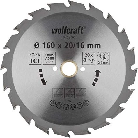 Wolfcraft Serie Grün Kreissägeblatt 20Z, 160x2.4x20mm, 1 Stück