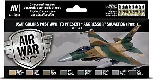 Vallejo Model Air Air War Color Series USAF Colors Post WWII to Present Aggressor Squadron Part 1 Farbset, 8-tlg.