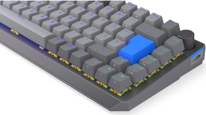 Endorfy Thock V2 75% Wireless, PBT, grau, LEDs RGB, hot-swap, Endorfy YELLOW, USB/Bluetooth, DE