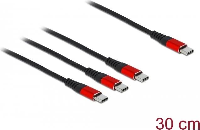 DeLOCK USB Ladekabel 3 in 1 USB Type-C zu 3x USB Type-C 0.3m