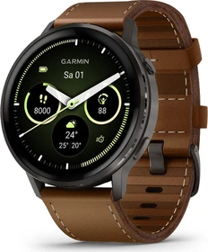 Garmin Venu 4 salte/black/brown leather
