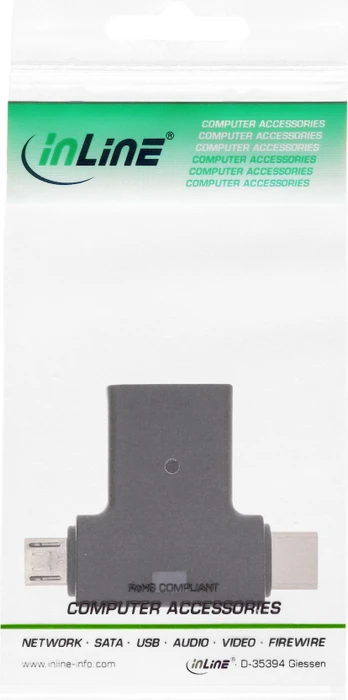 InLine USB-A 3.1 [Buchse] auf USB-C 3.1 [Stecker] oder USB Micro-B [Stecker] OTG T-Adapter schwarz