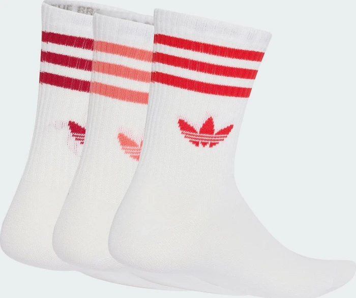 adidas 3-Streifen Crew Socken white/team victory red/vivid red/preloved scarlet, 3 Paare