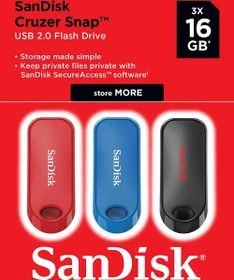 SanDisk Cruzer Snap 16GB, USB-A, USB 2.0, 3er-Pack