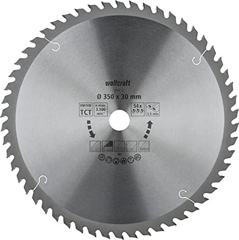 Wolfcraft Serie Orange Kreissägeblatt 54Z, 350x3.5x30mm, 1 Stück