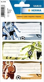 Herma Buchetiketten Fußball, 76x35mm, mehrfarbig, 3 Blatt (9 Etiketten)