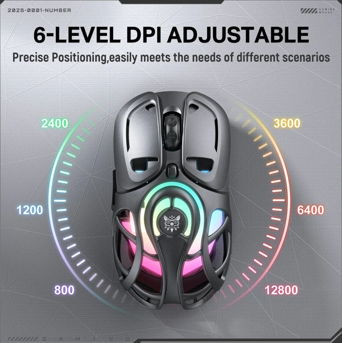 Onikuma DM02 Tri-Mode Wireless Gaming Mouse grau, USB/Bluetooth