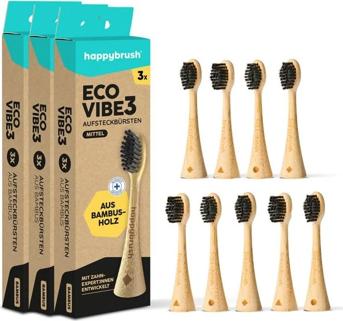 HappyBrush Schall Vibe 3 Ersatzbürste, 9 Stück (3x 3 Stück)
