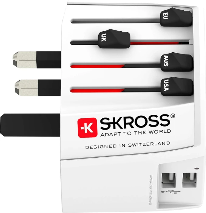 Skross World Travel Adapter MUV USB (2xA), 2x USB-A, weiß
