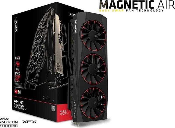 XFX Quicksilver Radeon RX 9070 XT Magnetic Air Edition, 16GB GDDR6, HDMI, 3x DP