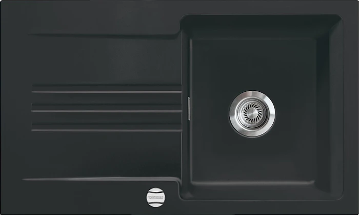 systemceram Kara 85 F Einbau Becken reversibel mit Ablauffernbedienung nigra