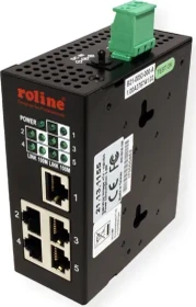Roline Industrial Railmount Switch, 5x RJ-45 (21.13.1155)