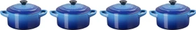 Le Creuset Mini-Cocotte Topf 10cm azure, 4 Stück