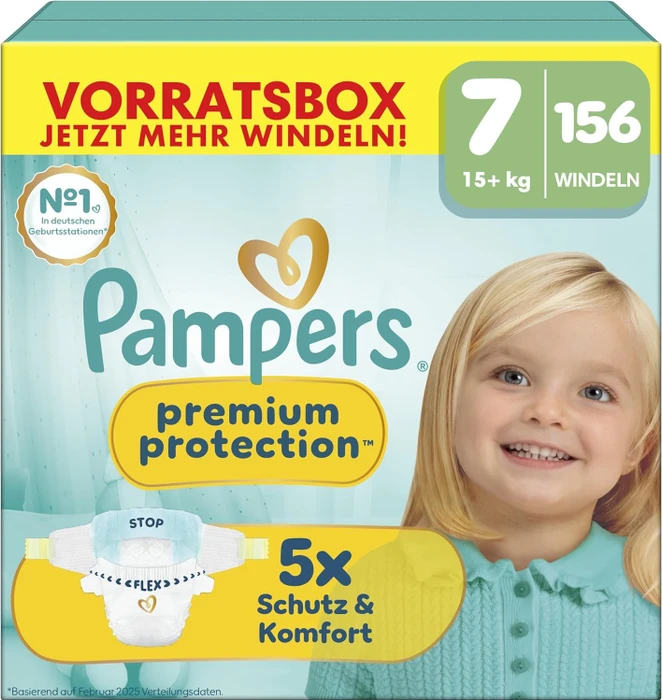 Pampers Premium Protection Gr.7 Einwegwindel, 15+kg, 156 Stück