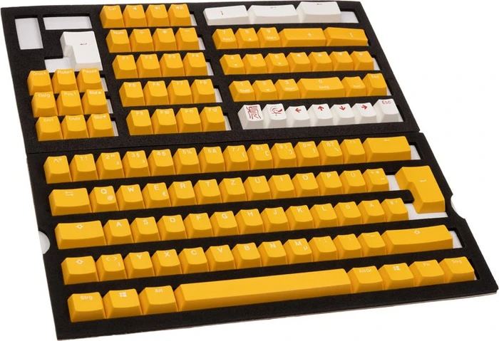 Ducky Keycap Set, Kunststoff (PBT) Double-Shot, weiß/gelb, 109 Tasten, ISO-DE