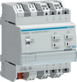 Hager KNX Schalt-/Jalousieaktor 4/2-fach, 16A, 4TE REG, Schaltaktor (TXA604D)