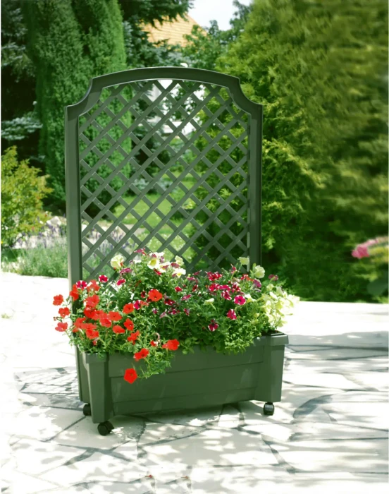 KHW Calypso Pflanzkasten mit Spalier 79x35cm grün