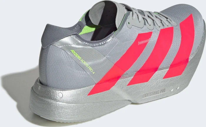 adidas Adizero Adios Pro 4 silver metallic/lucid red/grey (Herren)