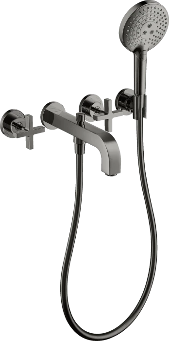 Hansgrohe Axor Citterio 3-Loch Wannenkombination mit Kreuzgriffen und Rosetten polished black chrome
