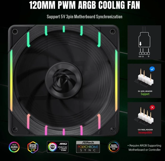 GameMax Tornado T12 ARGB, schwarz, 120mm